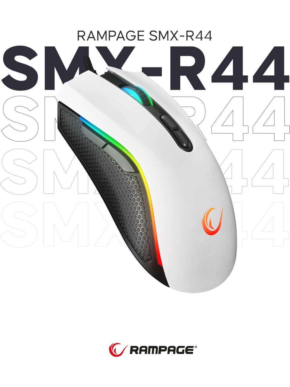 RAMPAGE SMX-R44 MAKROLU BEYAZ 6400DPI RGB LEDLİ GAMİNG OYUNCU MOUSE